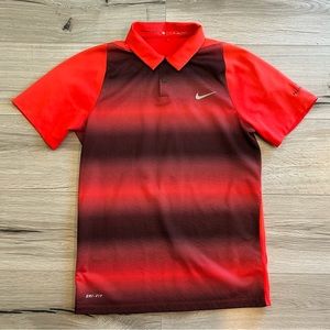 Tiger Woods Mens Small Golf Shirt Mens Red Striped Polo Pelican Hill 20 x 27